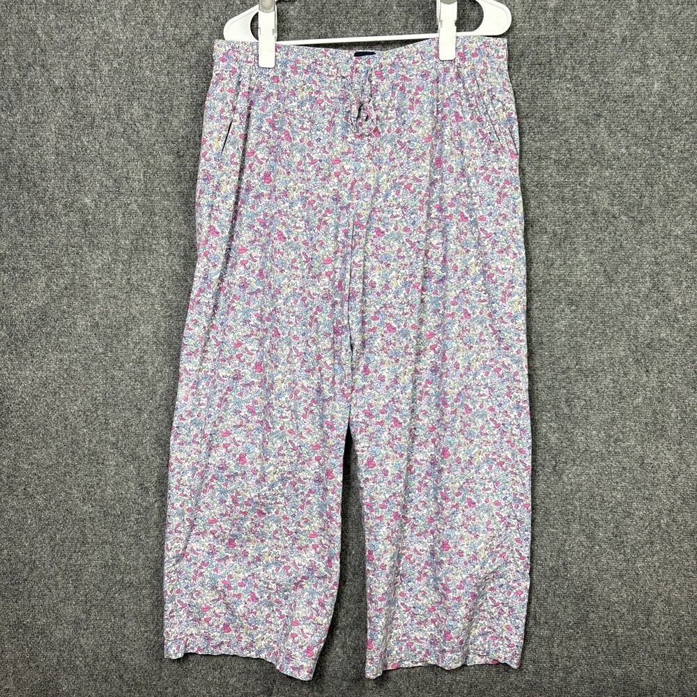 GAP Pants Womens Size L Pink Floral Lightweight crop Spring Cottagecore